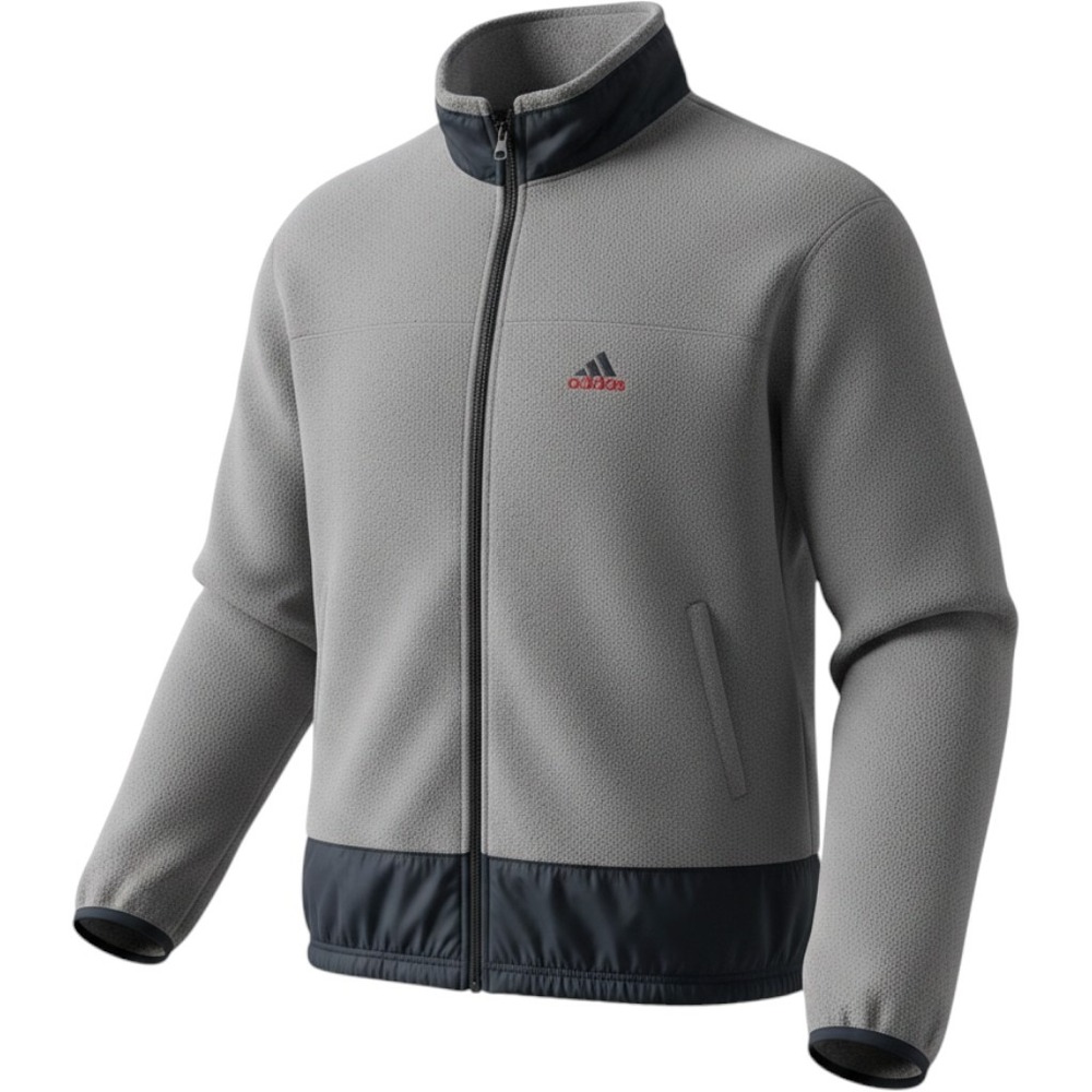 adidas Gray Fleece Jacket with Navy Trim
